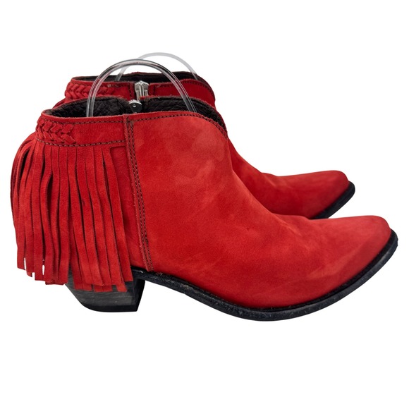 Old Gringo Boot Yippee Ki Yay Latika II Ankle Cowboy Fringe Women's Size 10 Red - Picture 1 of 9
